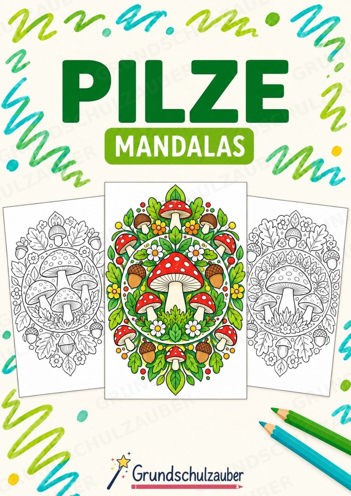 Pilze Mandalas Ausmalbilder – Natur und Pflanzen – 15 Malvorlagen – Cover
