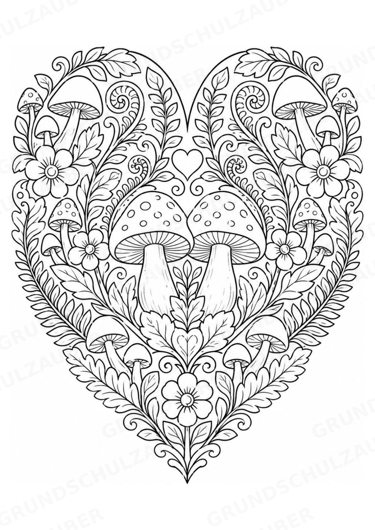 Pilze Mandalas Ausmalbilder – Natur und Pflanzen – 15 Malvorlagen – Materialseite 3
