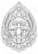Pilze Mandalas Ausmalbilder – Natur und Pflanzen – 15 Malvorlagen – Materialseite 5