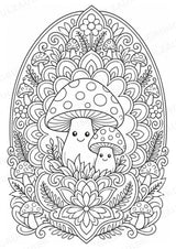Pilze Mandalas Ausmalbilder – Natur und Pflanzen – 15 Malvorlagen – Materialseite 6