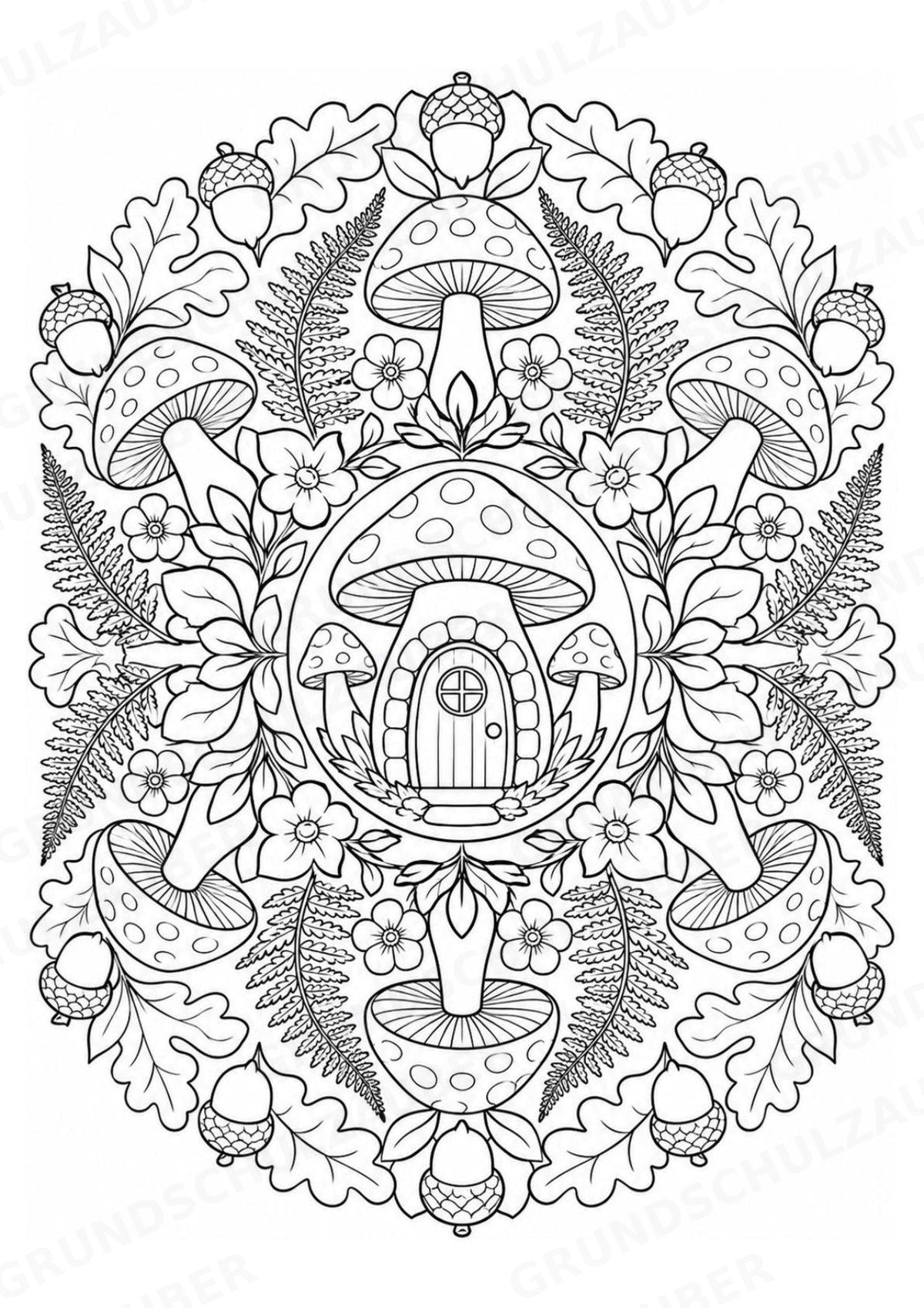 Pilze Mandalas Ausmalbilder – Natur und Pflanzen – 15 Malvorlagen – Materialseite 9
