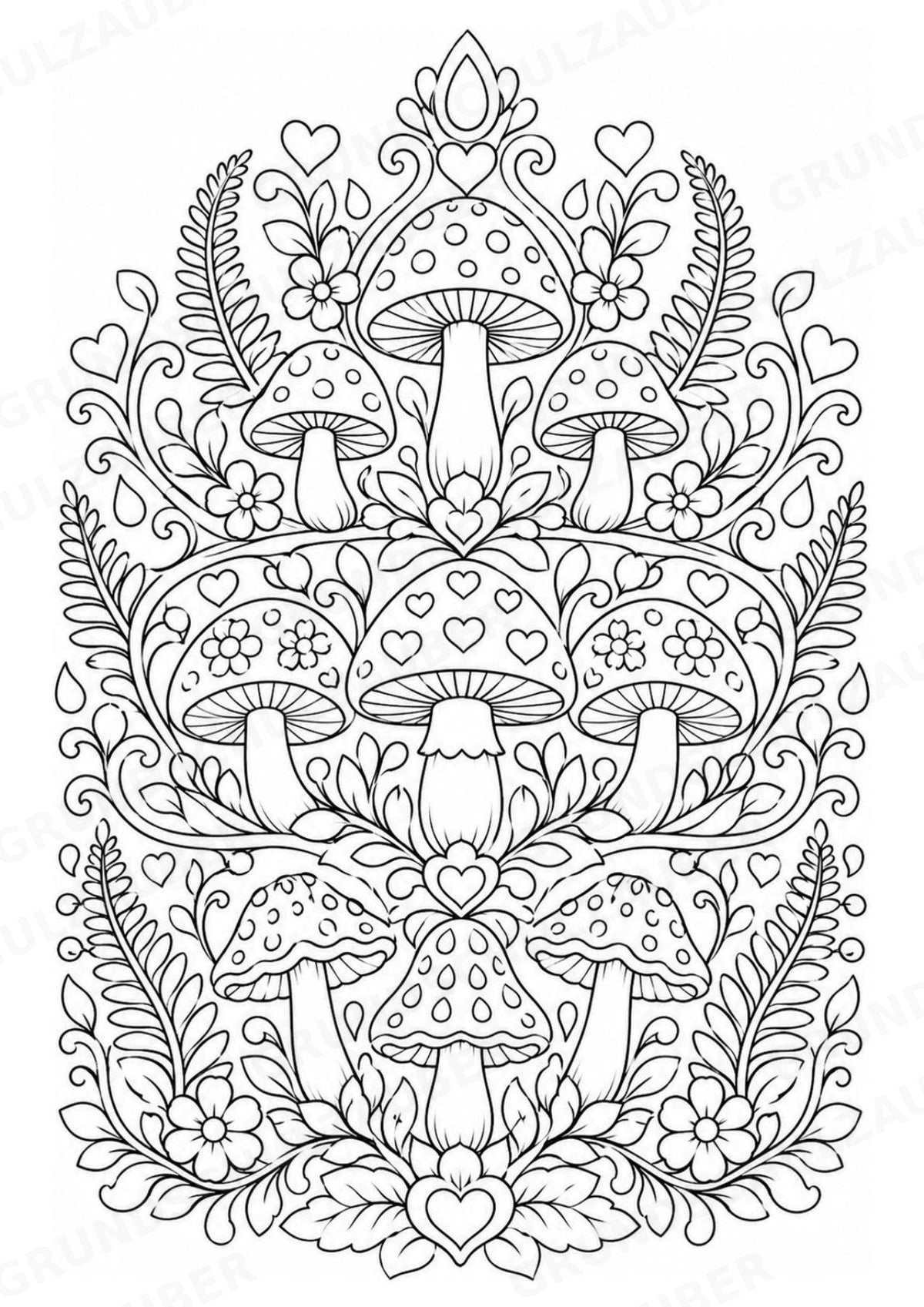 Pilze Mandalas Ausmalbilder – Natur und Pflanzen – 15 Malvorlagen – Materialseite 16