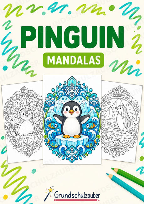 Pinguin Mandalas Ausmalbilder – Tiere – 15 Malvorlagen – Cover