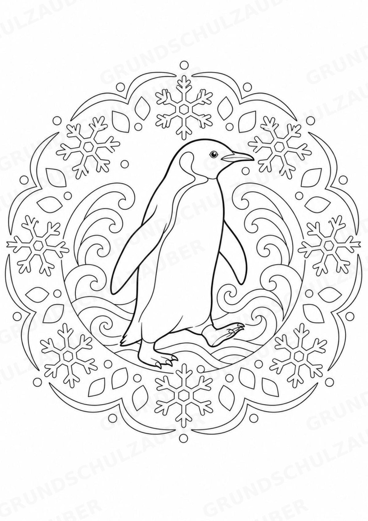 Pinguin Mandalas Ausmalbilder – Tiere – 15 Malvorlagen – Materialseite 3