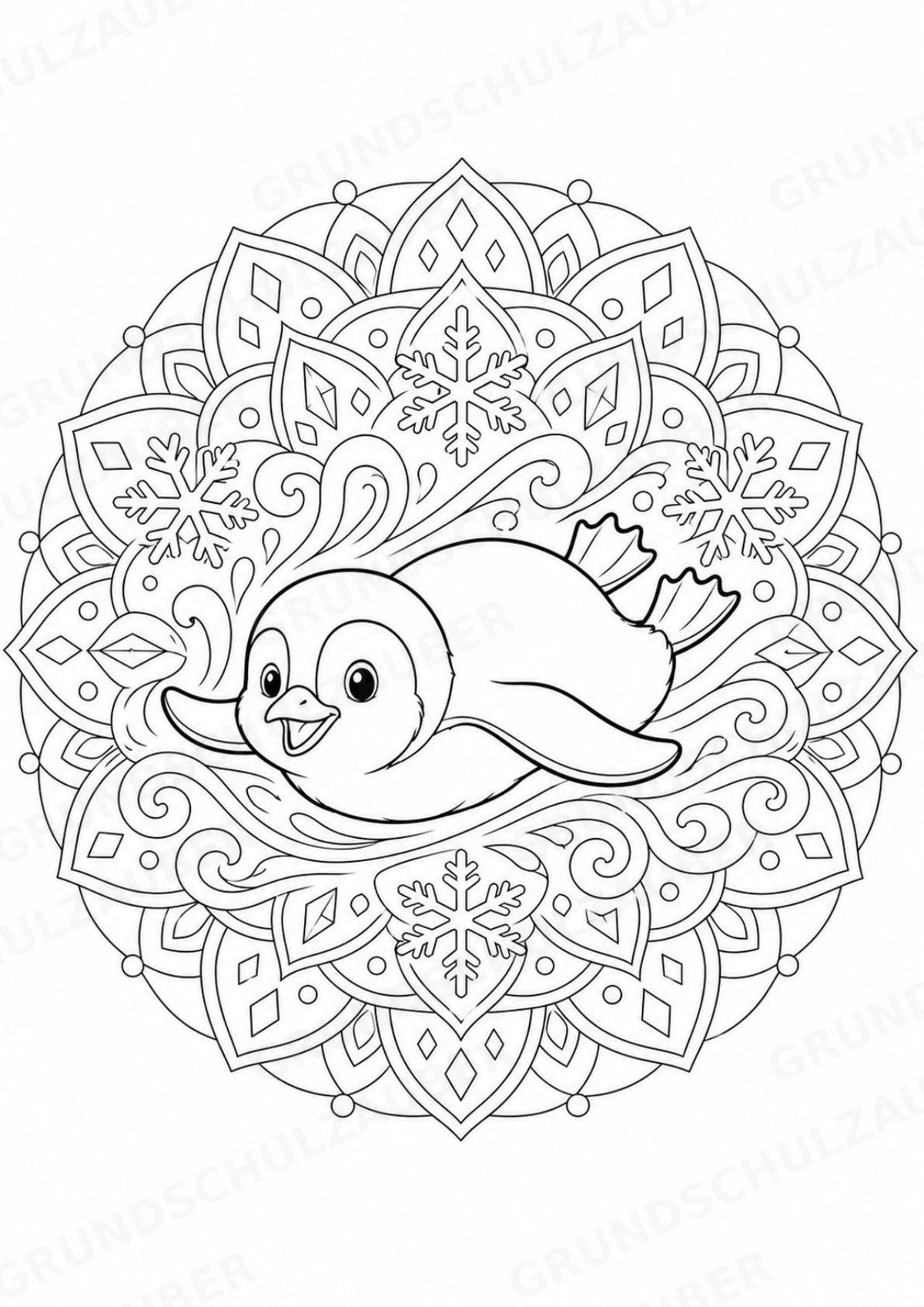 Pinguin Mandalas Ausmalbilder – Tiere – 15 Malvorlagen – Materialseite 4