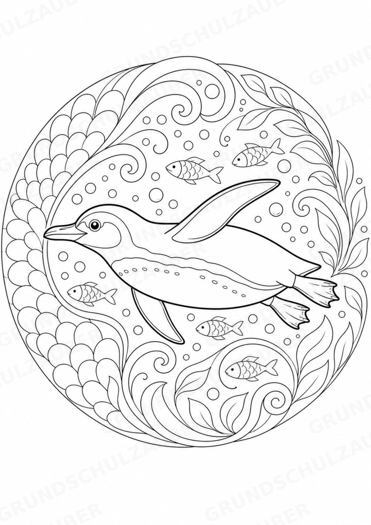 Pinguin Mandalas Ausmalbilder – Tiere – 15 Malvorlagen – Materialseite 5