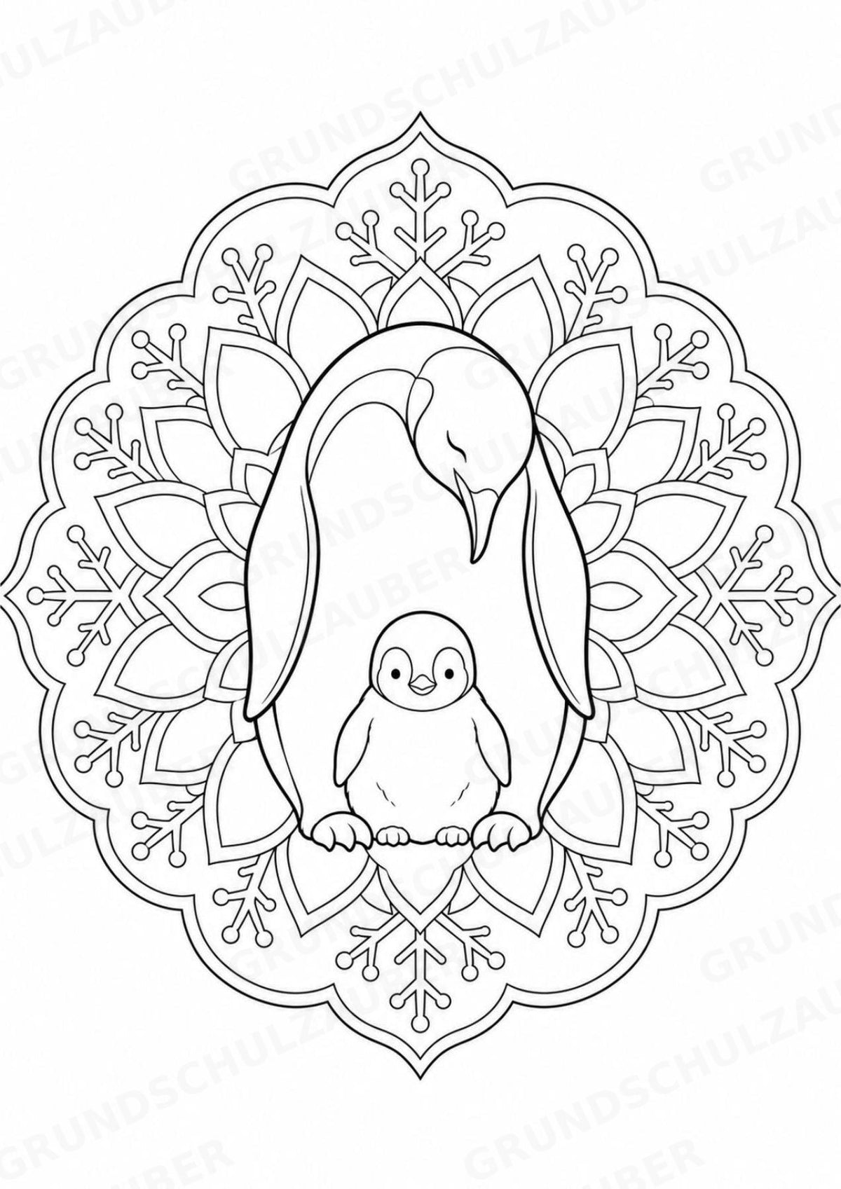 Pinguin Mandalas Ausmalbilder – Tiere – 15 Malvorlagen – Materialseite 7