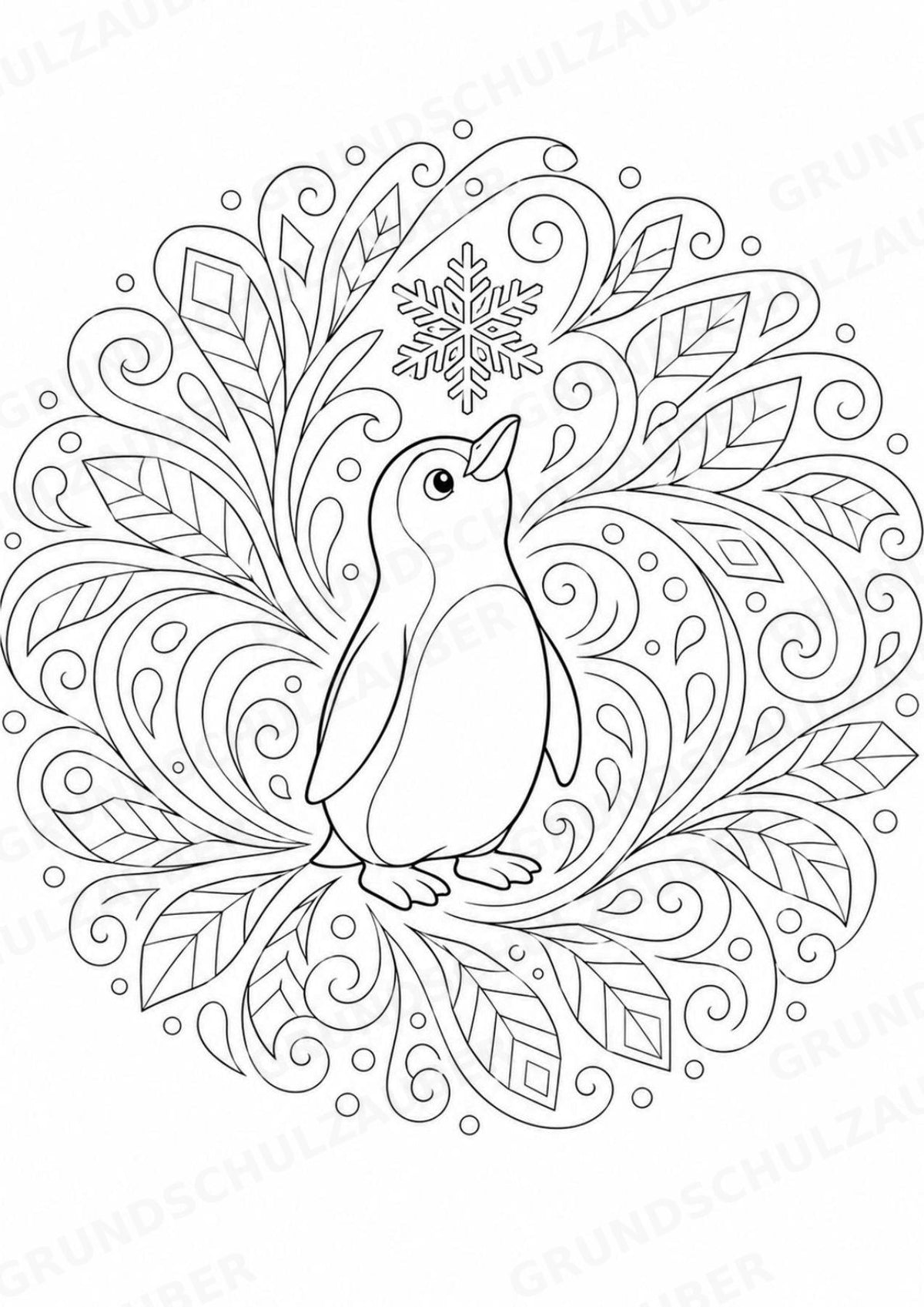 Pinguin Mandalas Ausmalbilder – Tiere – 15 Malvorlagen – Materialseite 9
