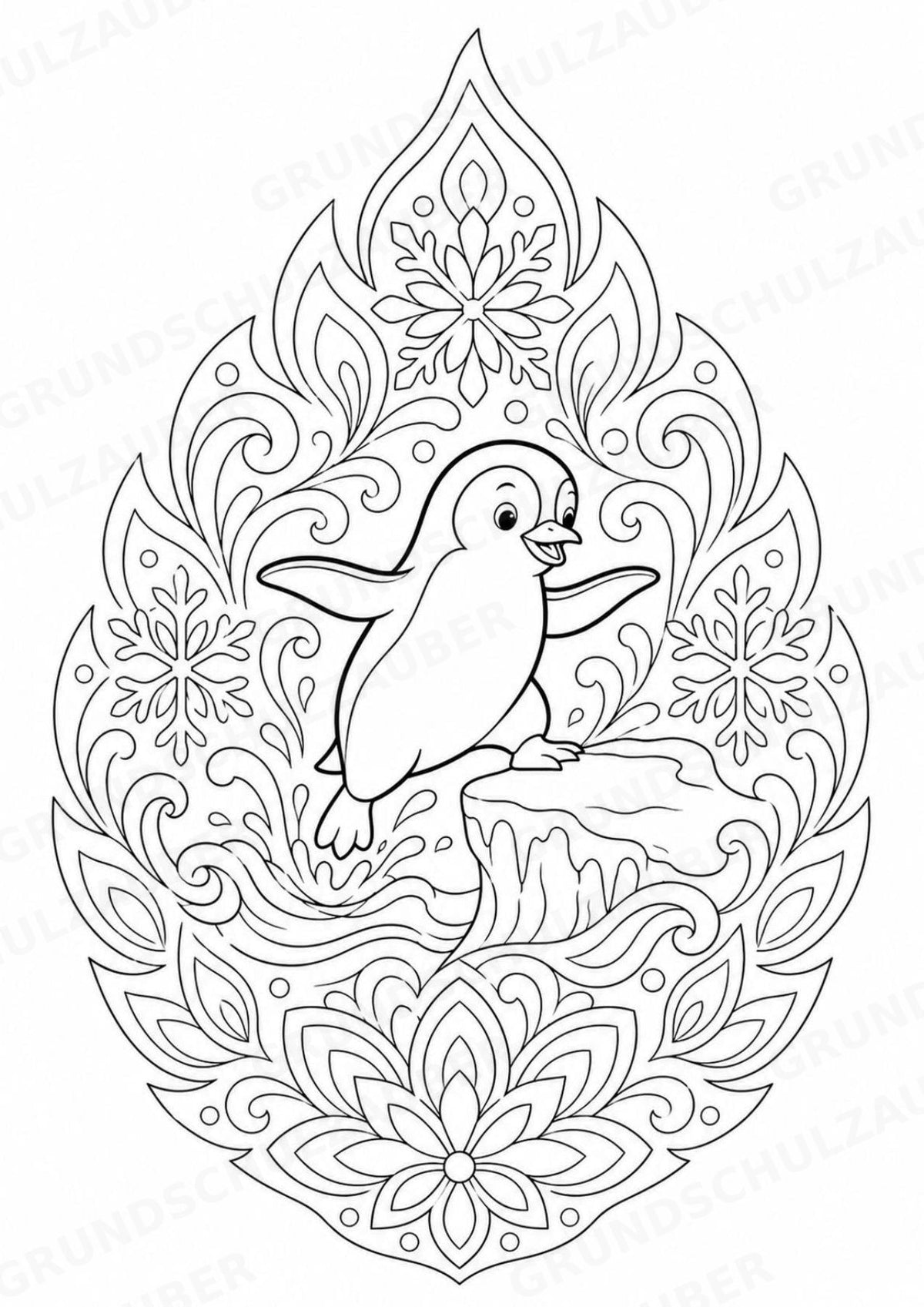 Pinguin Mandalas Ausmalbilder – Tiere – 15 Malvorlagen – Materialseite 12