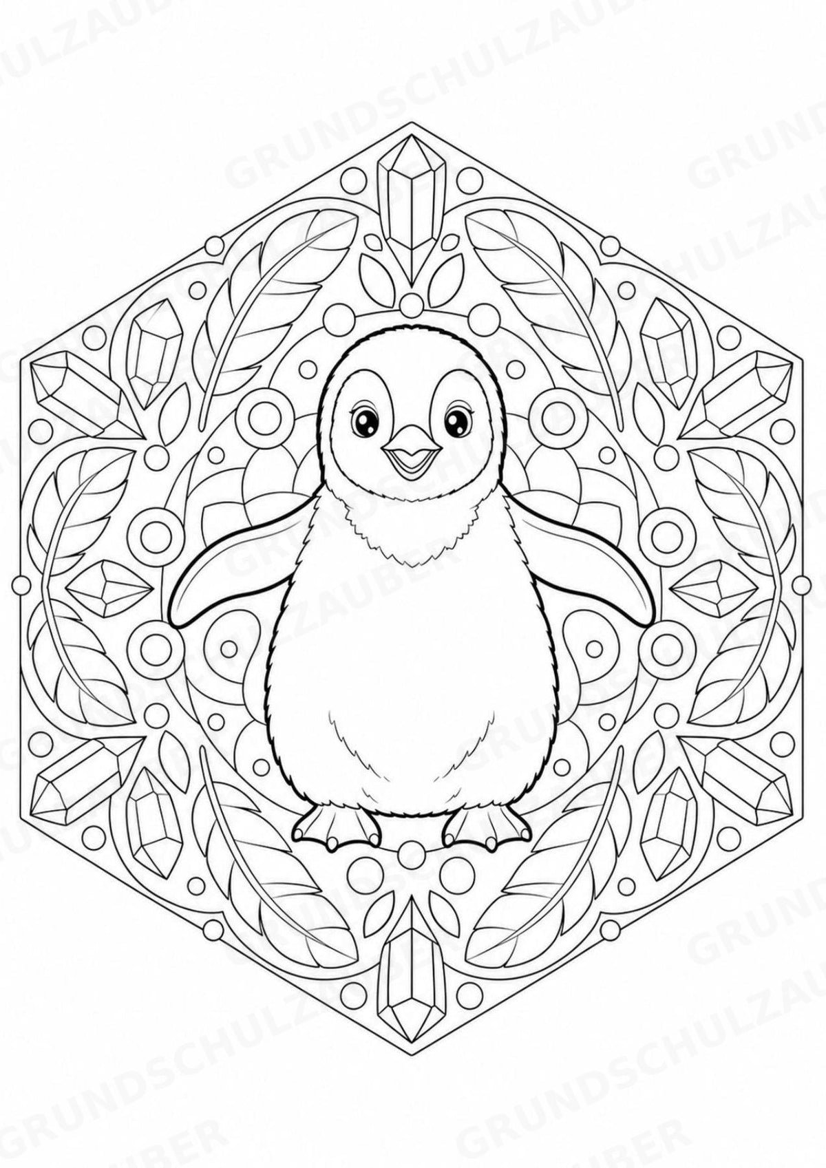 Pinguin Mandalas Ausmalbilder – Tiere – 15 Malvorlagen – Materialseite 13