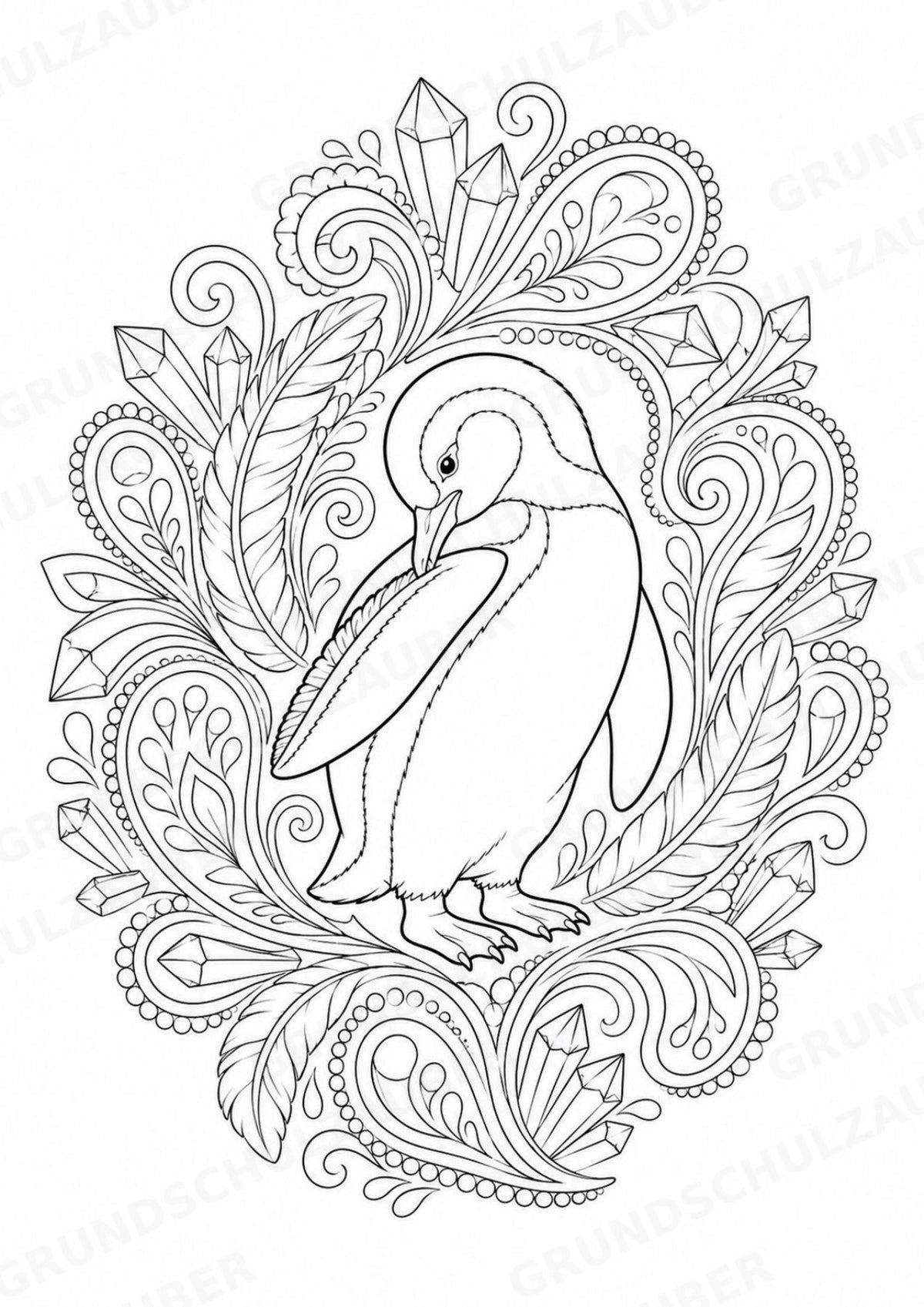 Pinguin Mandalas Ausmalbilder – Tiere – 15 Malvorlagen – Materialseite 14