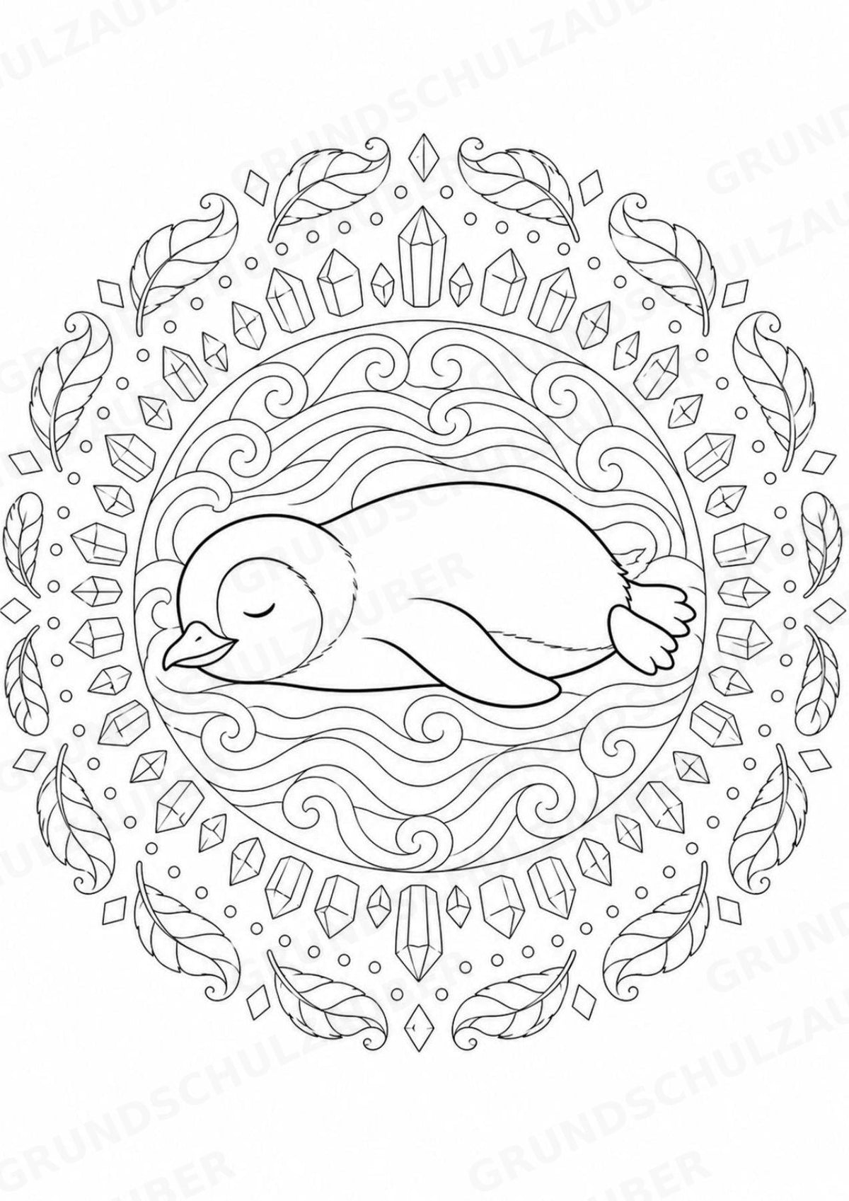 Pinguin Mandalas Ausmalbilder – Tiere – 15 Malvorlagen – Materialseite 16