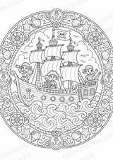 Piraten Mandalas Ausmalbilder – Märchen – 15 Malvorlagen – Materialseite 2