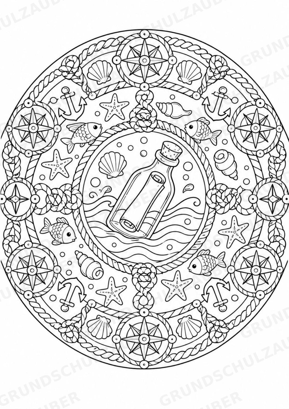 Piraten Mandalas Ausmalbilder – Märchen – 15 Malvorlagen – Materialseite 10