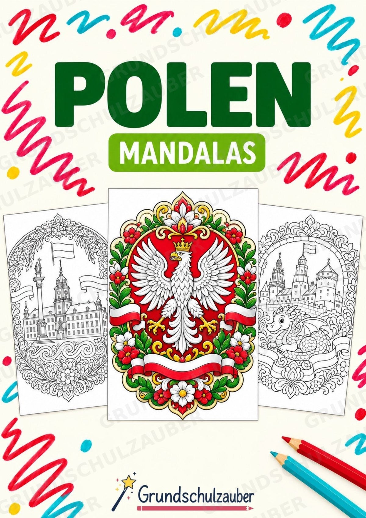 Polen Mandalas Ausmalbilder – Länder und Kulturen – 15 Malvorlagen – Cover