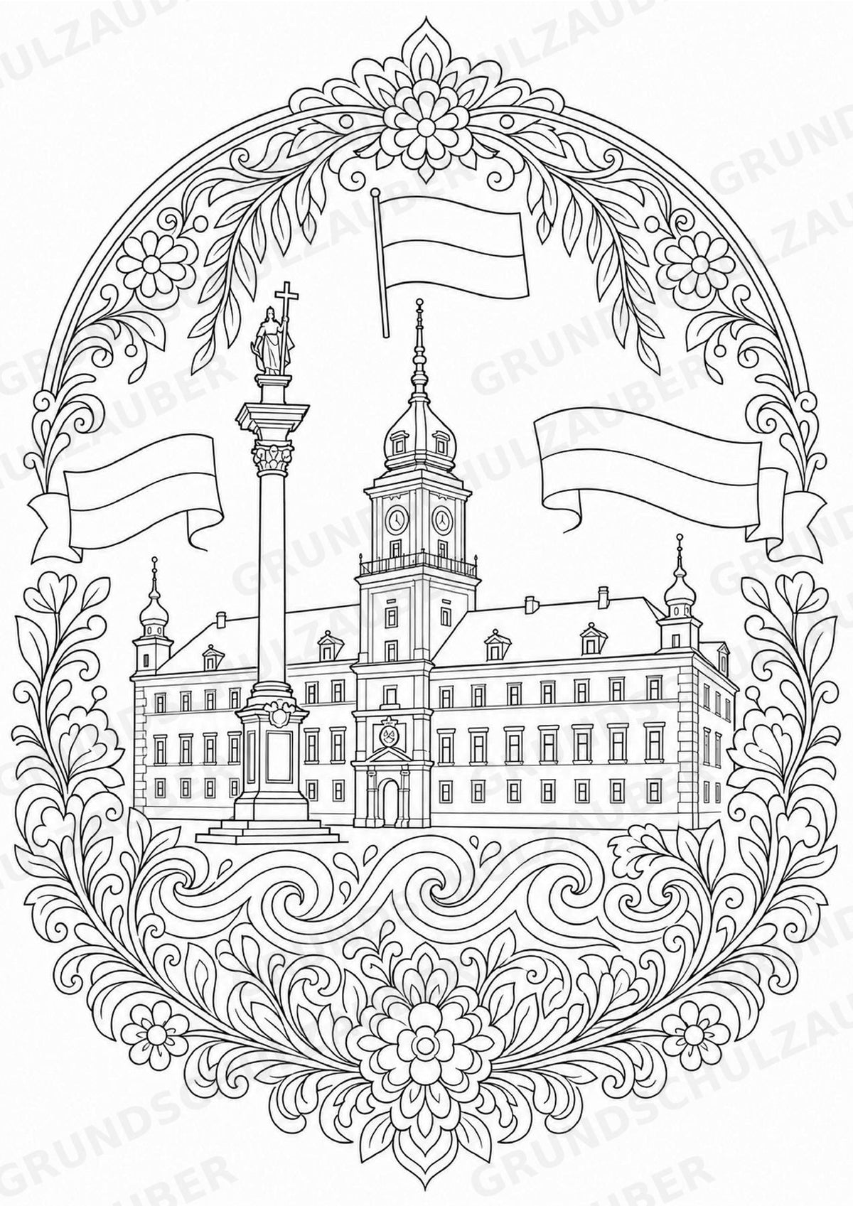 Polen Mandalas Ausmalbilder – Länder und Kulturen – 15 Malvorlagen – Materialseite 3