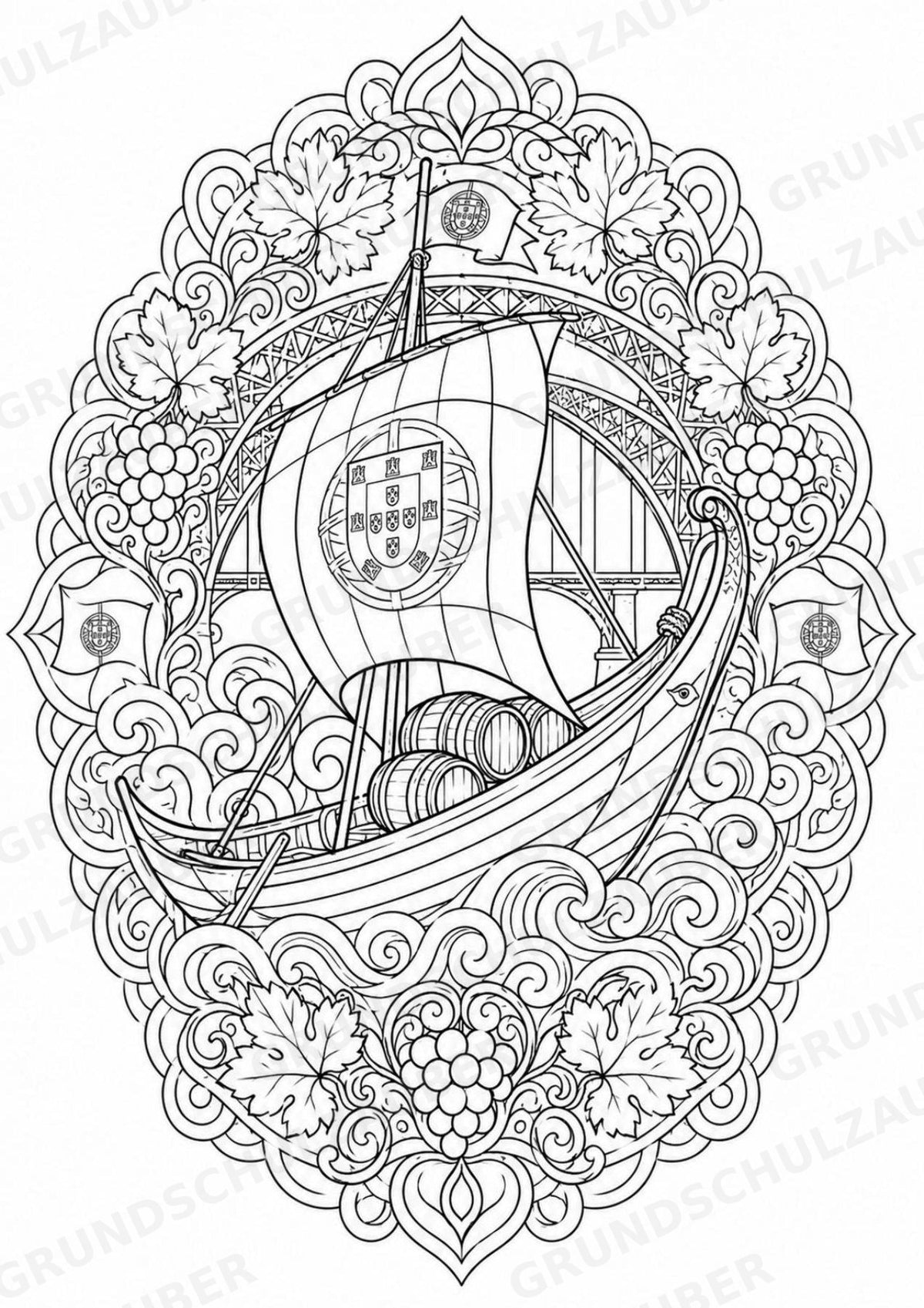 Portugal Mandalas Ausmalbilder – Länder und Kulturen – 15 Malvorlagen – Materialseite 5