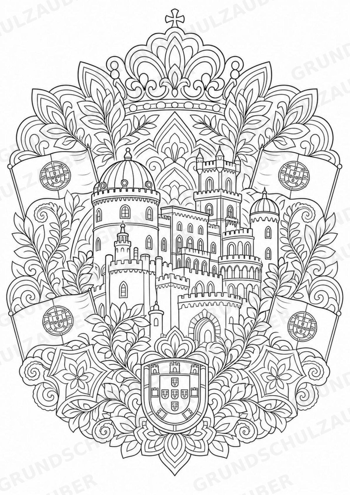 Portugal Mandalas Ausmalbilder – Länder und Kulturen – 15 Malvorlagen – Materialseite 9