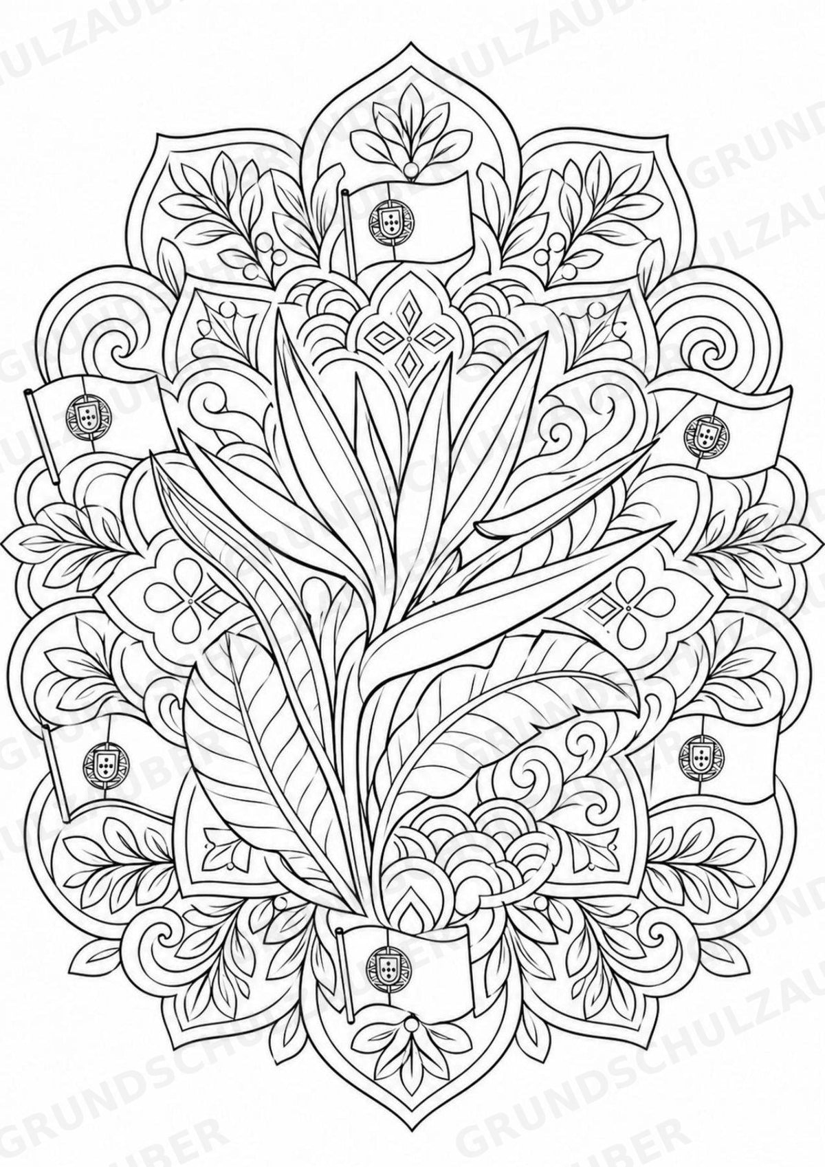 Portugal Mandalas Ausmalbilder – Länder und Kulturen – 15 Malvorlagen – Materialseite 12