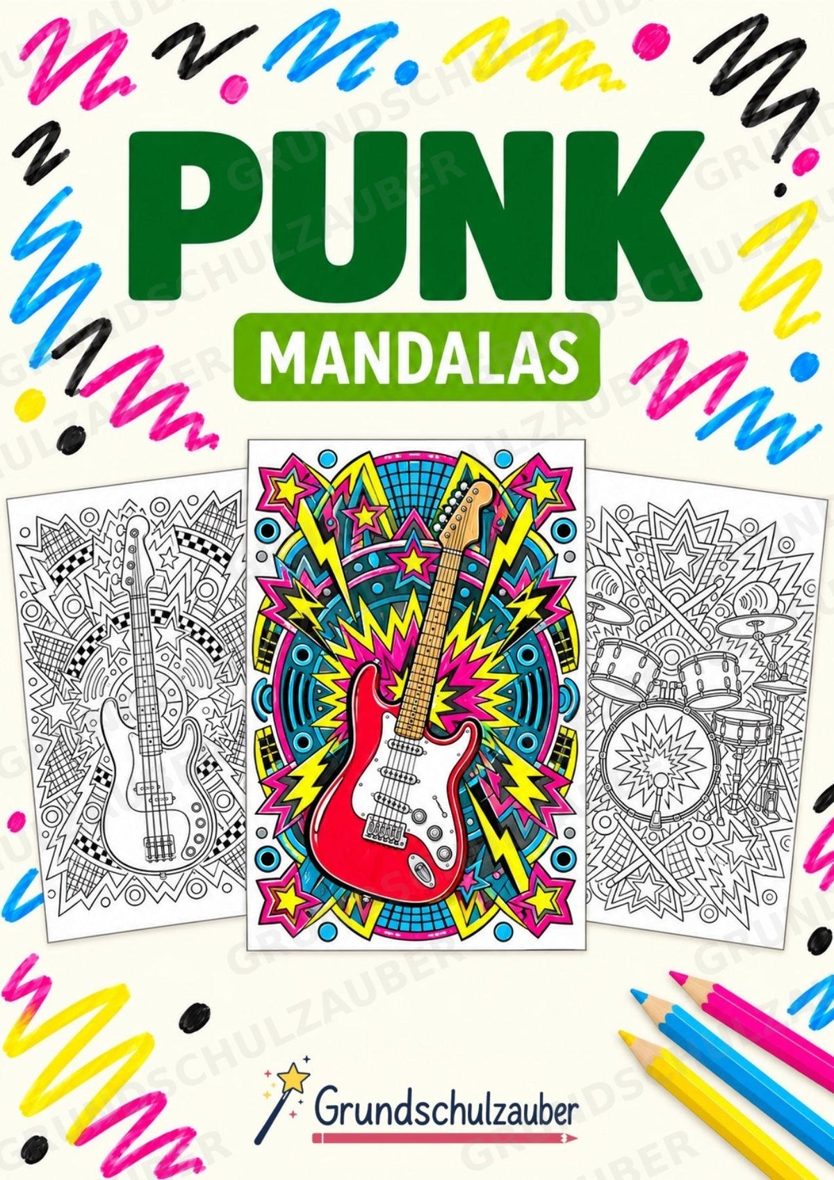 Punk Mandalas Ausmalbilder – Musik – 15 Malvorlagen – Cover