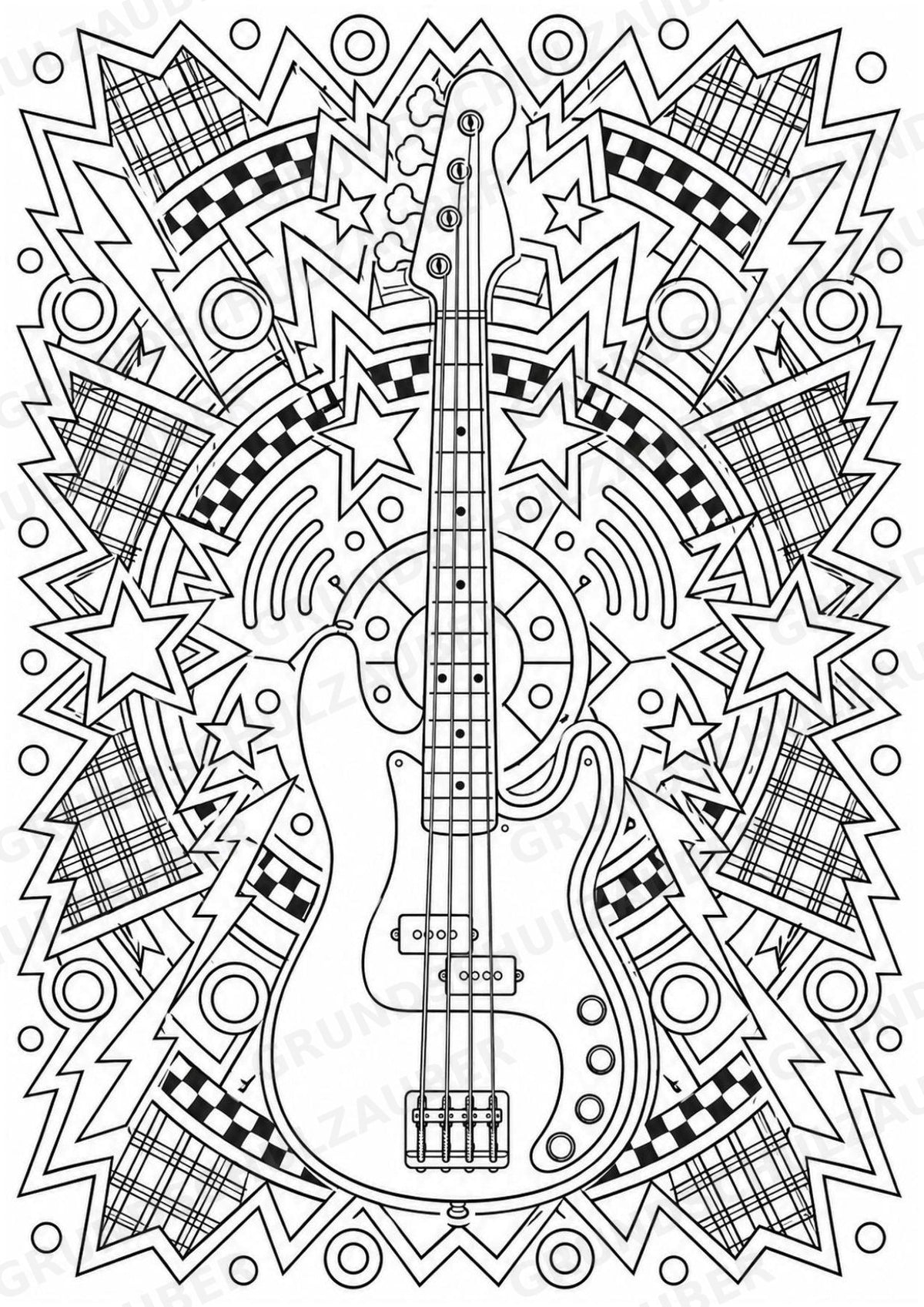 Punk Mandalas Ausmalbilder – Musik – 15 Malvorlagen – Materialseite 3