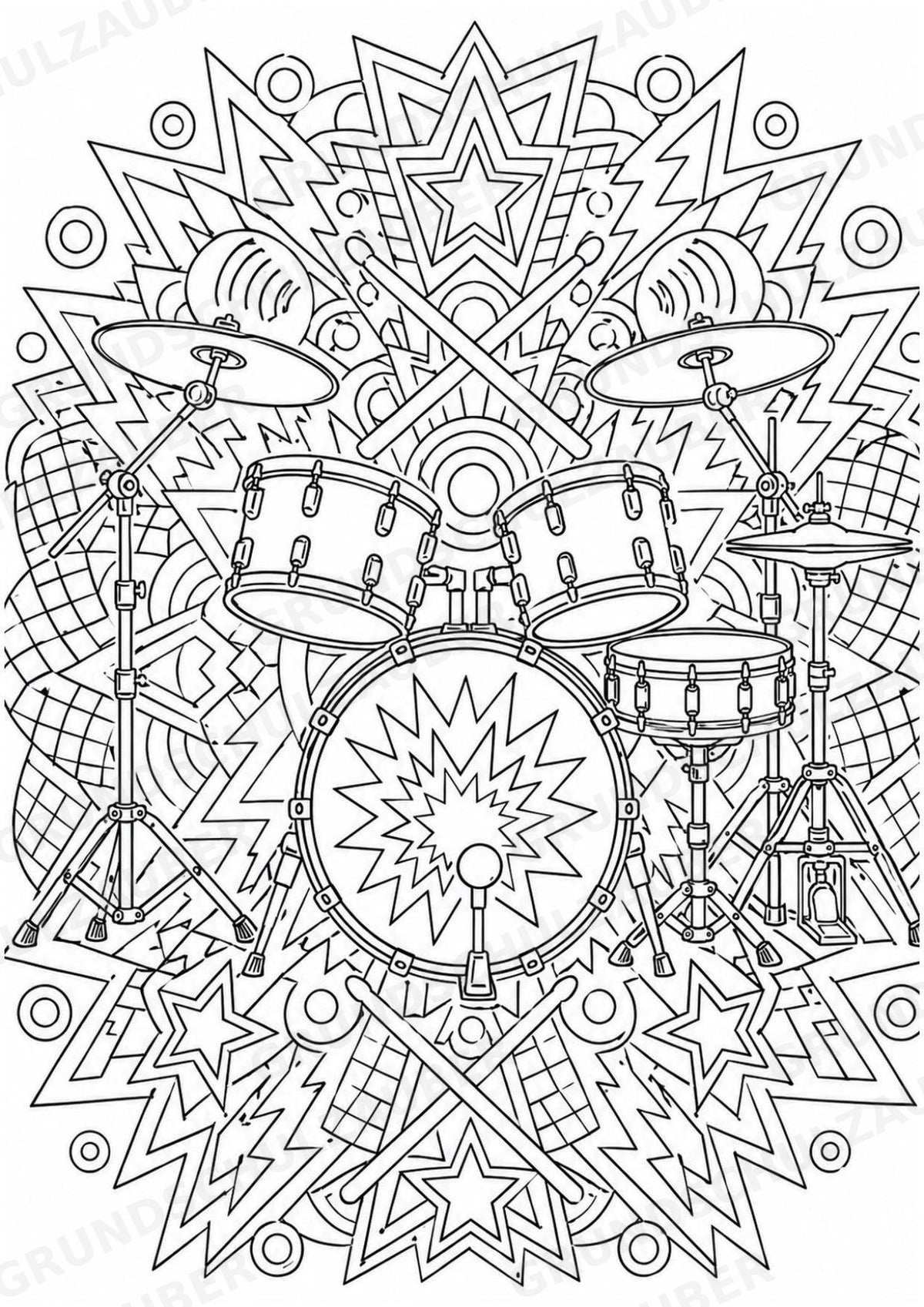 Punk Mandalas Ausmalbilder – Musik – 15 Malvorlagen – Materialseite 4