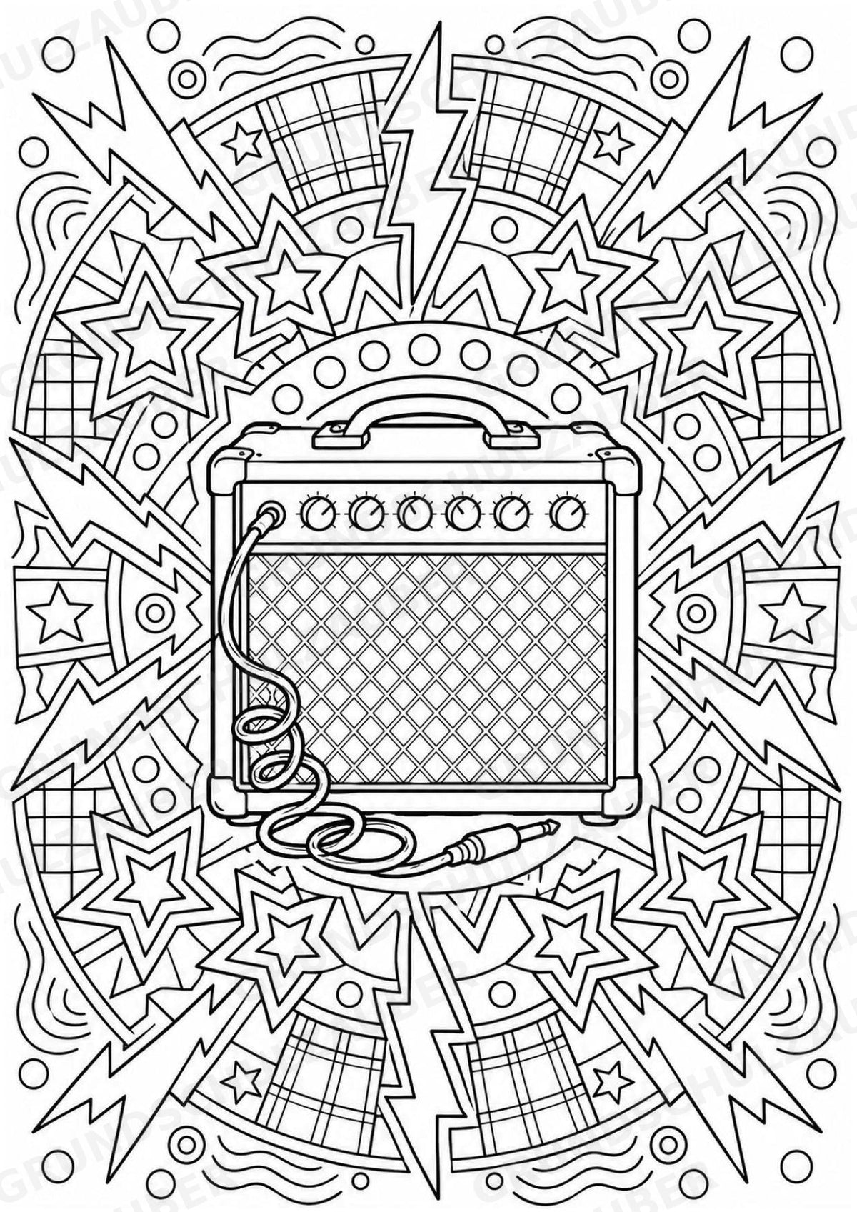 Punk Mandalas Ausmalbilder – Musik – 15 Malvorlagen – Materialseite 6