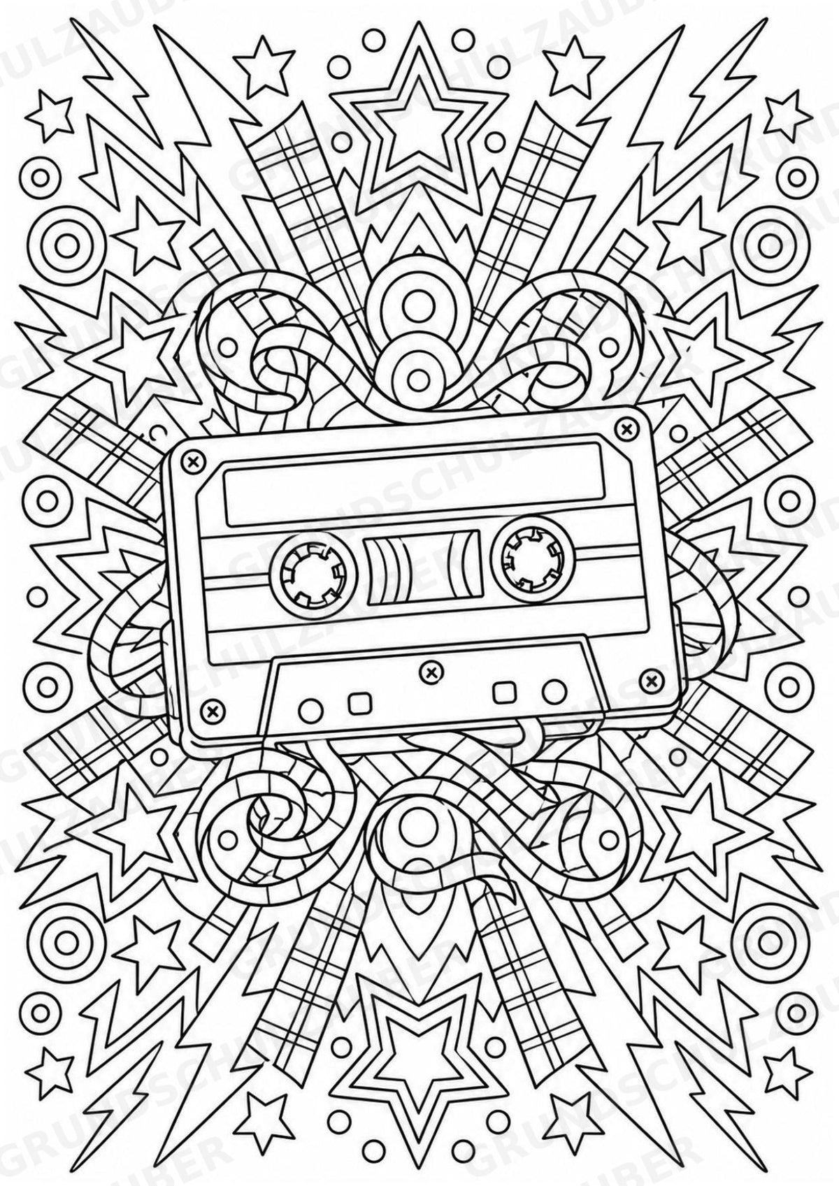 Punk Mandalas Ausmalbilder – Musik – 15 Malvorlagen – Materialseite 13