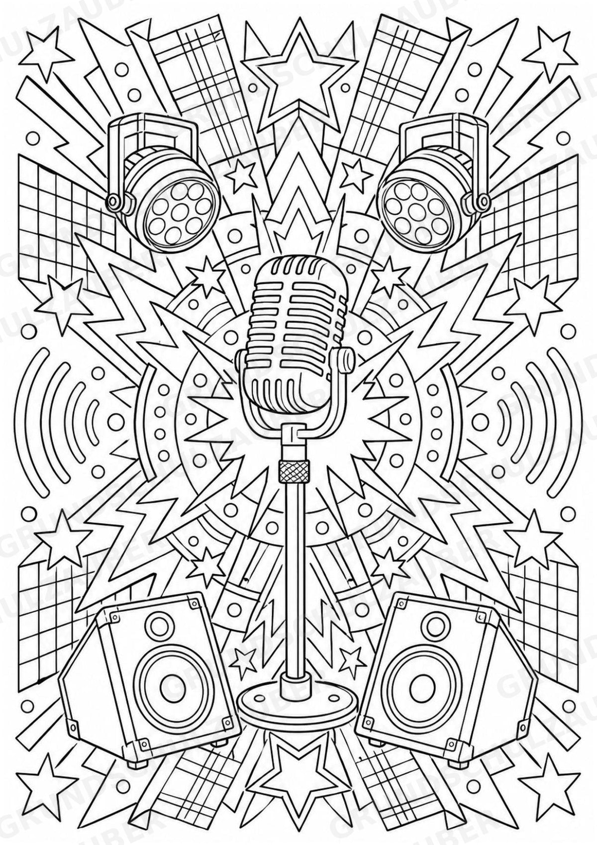 Punk Mandalas Ausmalbilder – Musik – 15 Malvorlagen – Materialseite 14