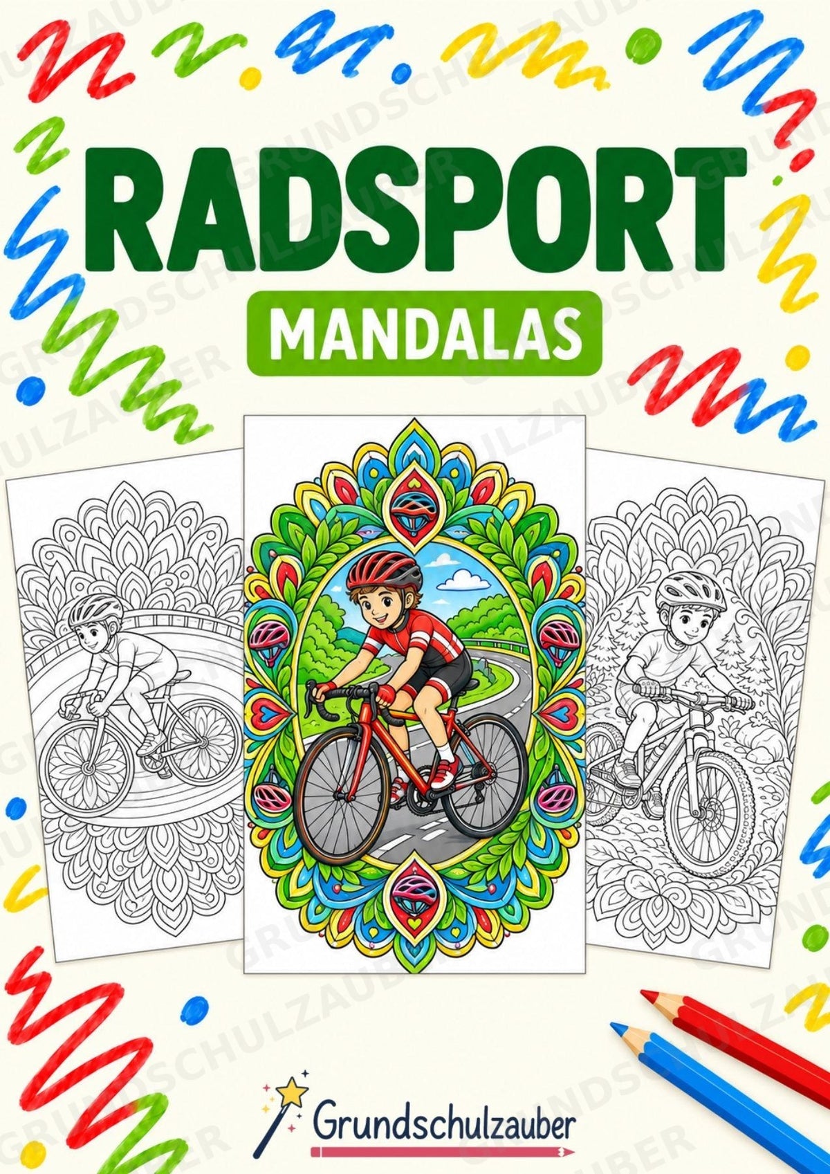 Radsport Mandalas Ausmalbilder – Sport – 15 Malvorlagen – Cover