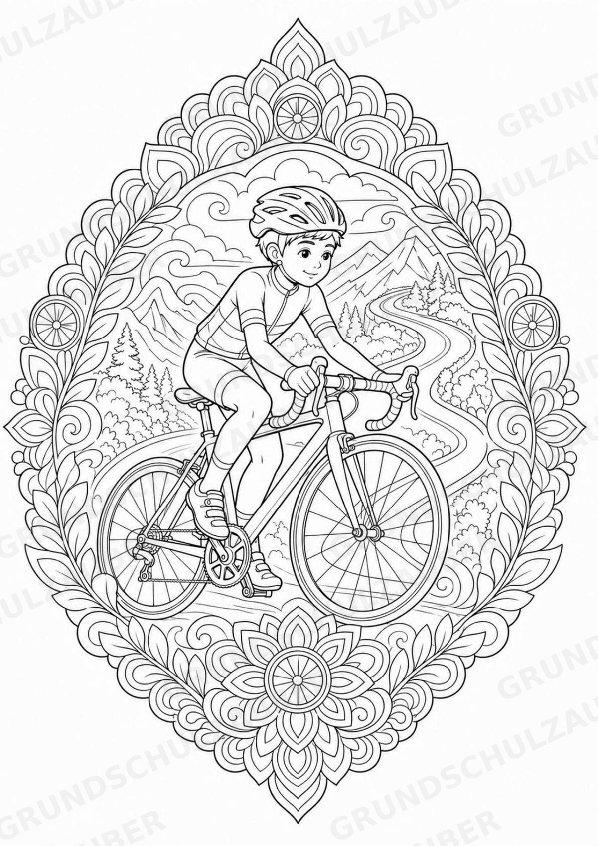Radsport Mandalas Ausmalbilder – Sport – 15 Malvorlagen – Materialseite 8