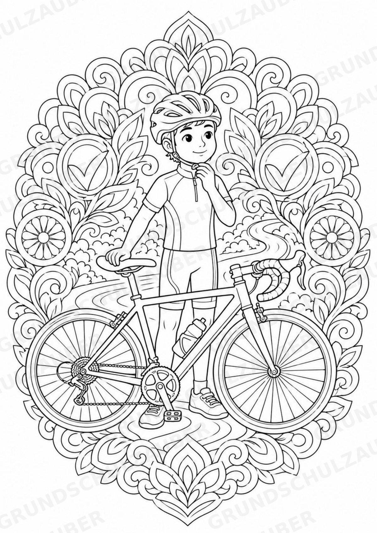 Radsport Mandalas Ausmalbilder – Sport – 15 Malvorlagen – Materialseite 16