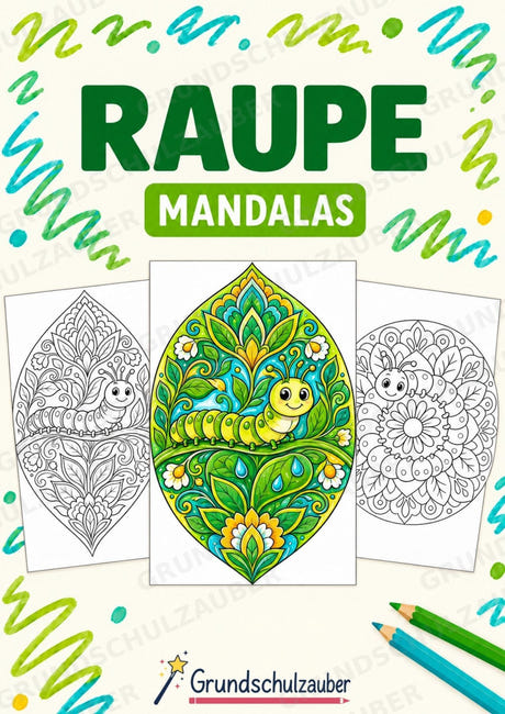 Raupe Mandalas Ausmalbilder – Tiere – 15 Malvorlagen – Cover