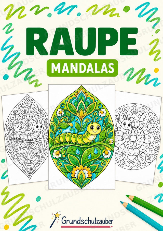 Raupe Mandalas Ausmalbilder – Tiere – 15 Malvorlagen – Cover