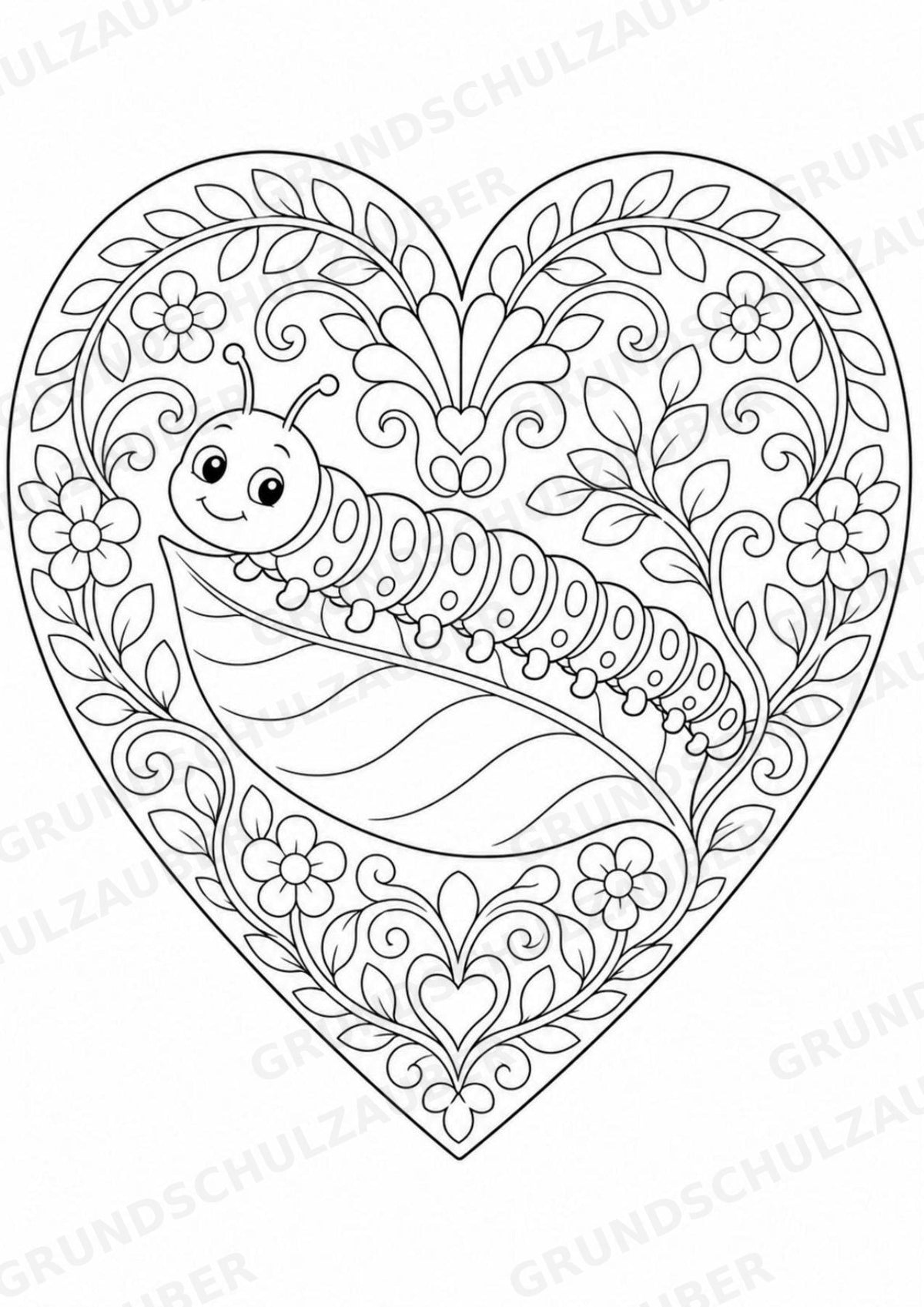 Raupe Mandalas Ausmalbilder – Tiere – 15 Malvorlagen – Materialseite 5