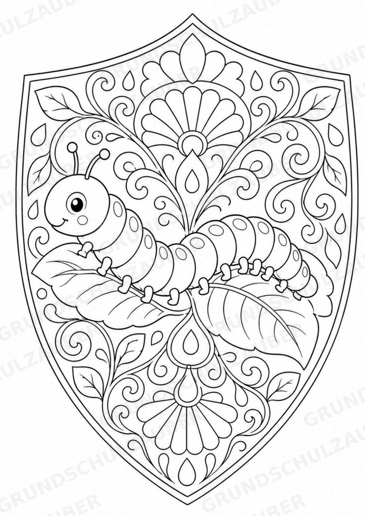 Raupe Mandalas Ausmalbilder – Tiere – 15 Malvorlagen – Materialseite 7