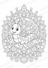 Raupe Mandalas Ausmalbilder – Tiere – 15 Malvorlagen – Materialseite 8