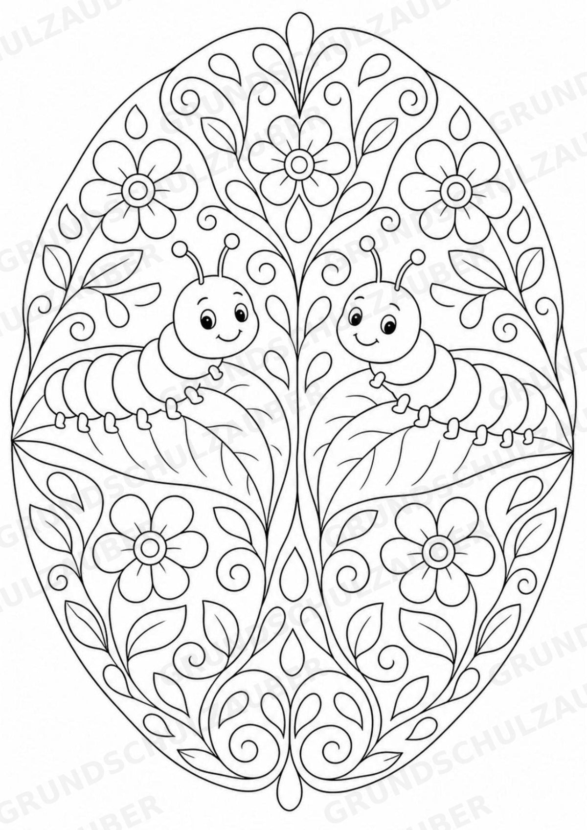 Raupe Mandalas Ausmalbilder – Tiere – 15 Malvorlagen – Materialseite 11