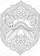 Raupe Mandalas Ausmalbilder – Tiere – 15 Malvorlagen – Materialseite 14