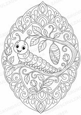 Raupe Mandalas Ausmalbilder – Tiere – 15 Malvorlagen – Materialseite 15