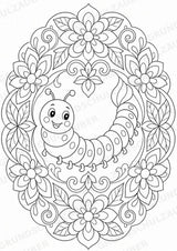 Raupe Mandalas Ausmalbilder – Tiere – 15 Malvorlagen – Materialseite 16