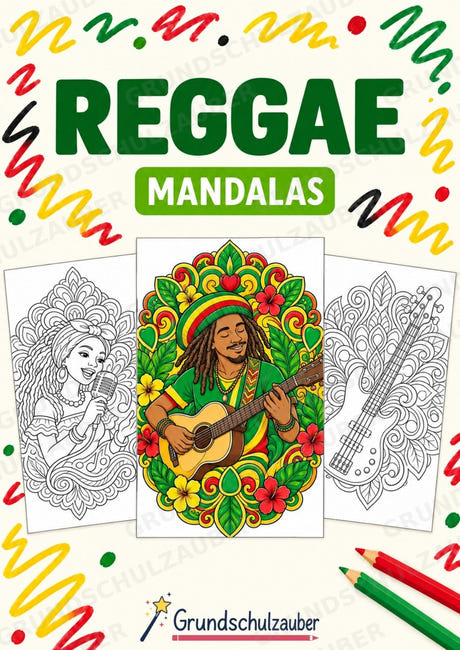 Reggae Mandalas Ausmalbilder – Musik – 15 Malvorlagen – Cover