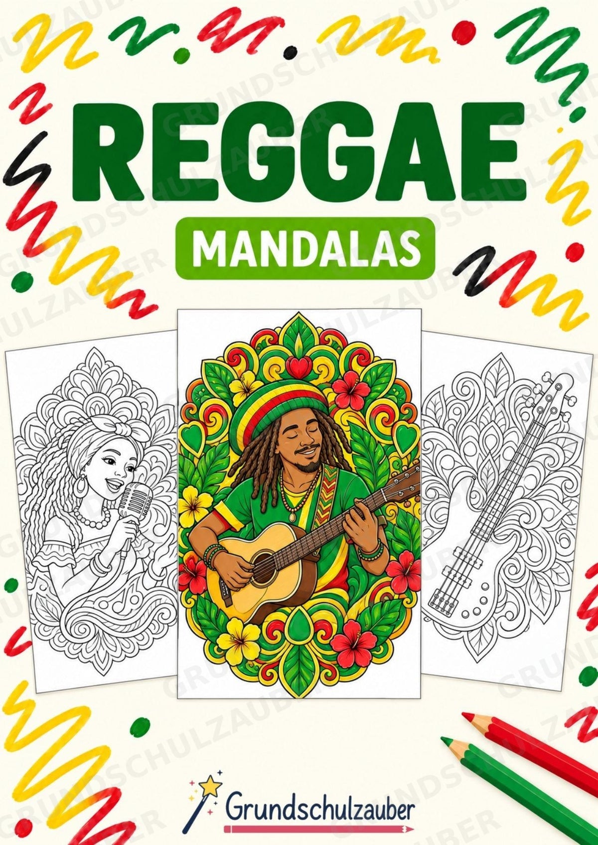 Reggae Mandalas Ausmalbilder – Musik – 15 Malvorlagen – Cover