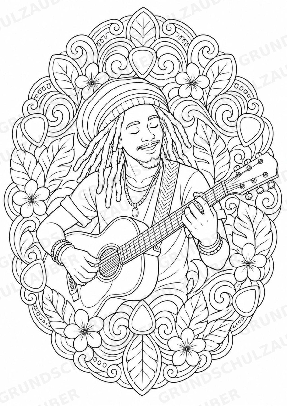 Reggae Mandalas Ausmalbilder – Musik – 15 Malvorlagen – Materialseite 2