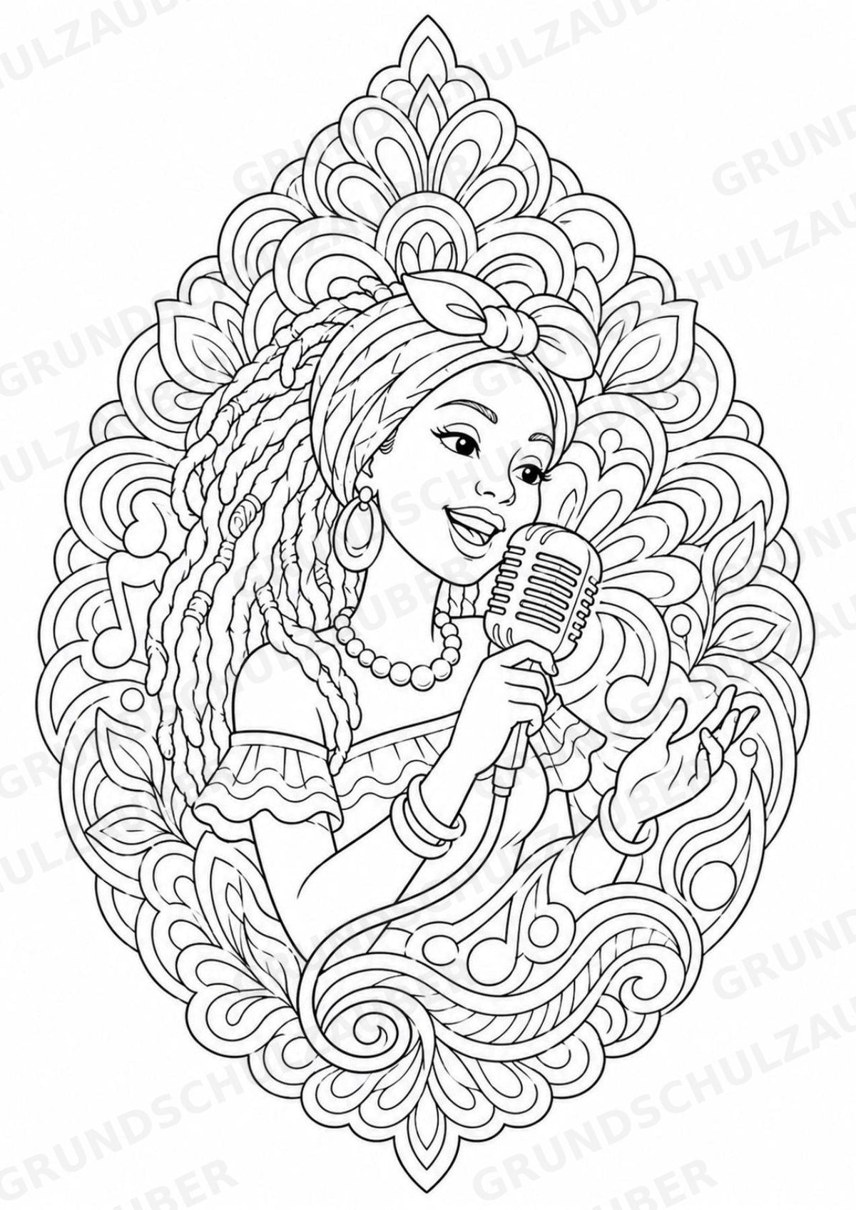 Reggae Mandalas Ausmalbilder – Musik – 15 Malvorlagen – Materialseite 3