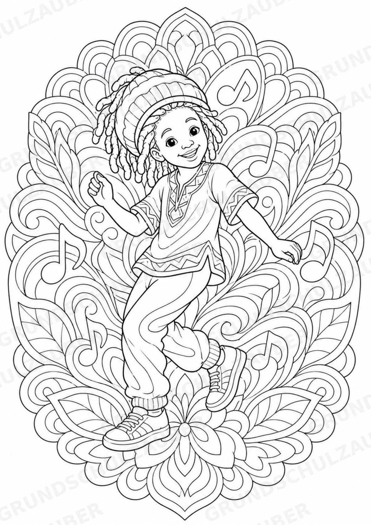 Reggae Mandalas Ausmalbilder – Musik – 15 Malvorlagen – Materialseite 11