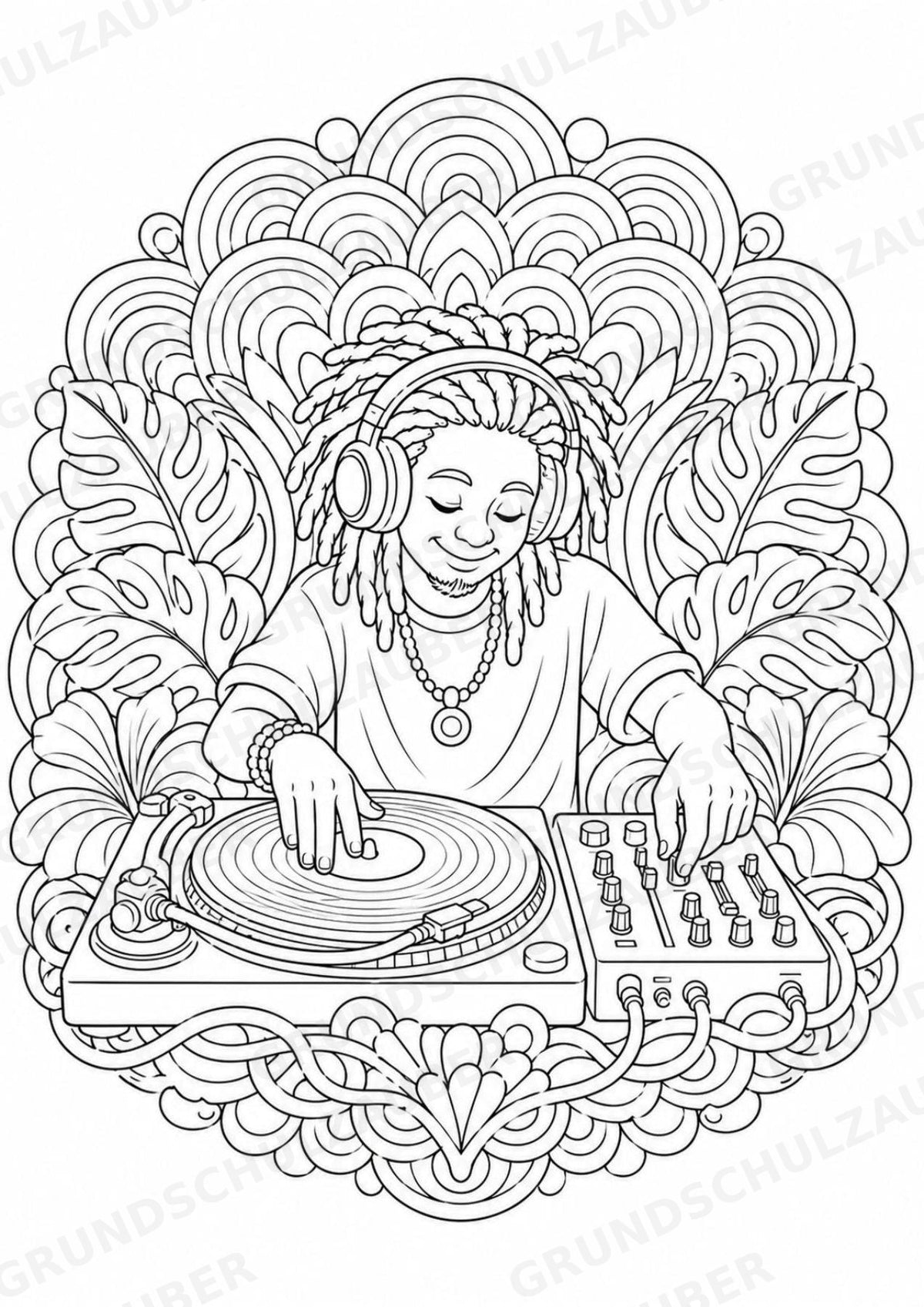 Reggae Mandalas Ausmalbilder – Musik – 15 Malvorlagen – Materialseite 13