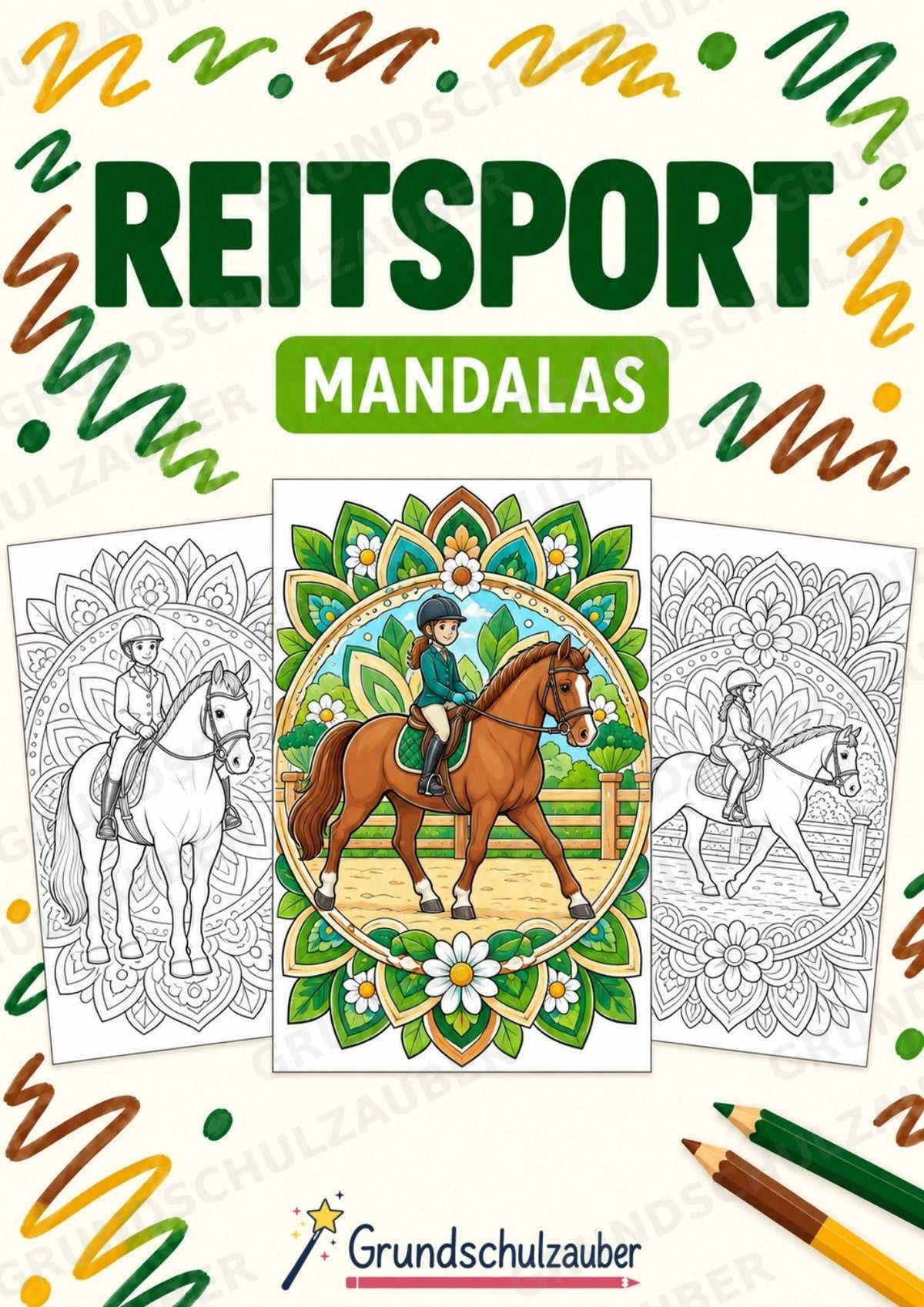 Reitsport Mandalas Ausmalbilder – Sport – 15 Malvorlagen – Cover