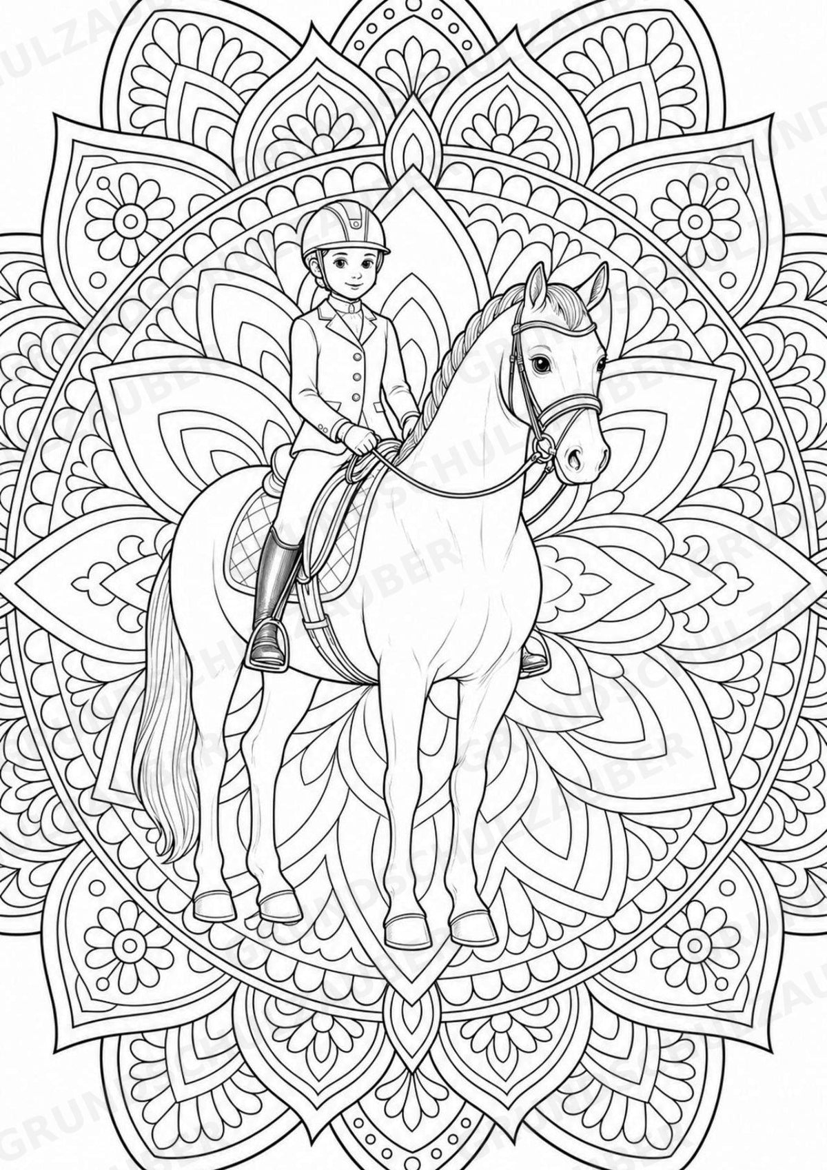 Reitsport Mandalas Ausmalbilder – Sport – 15 Malvorlagen – Materialseite 3