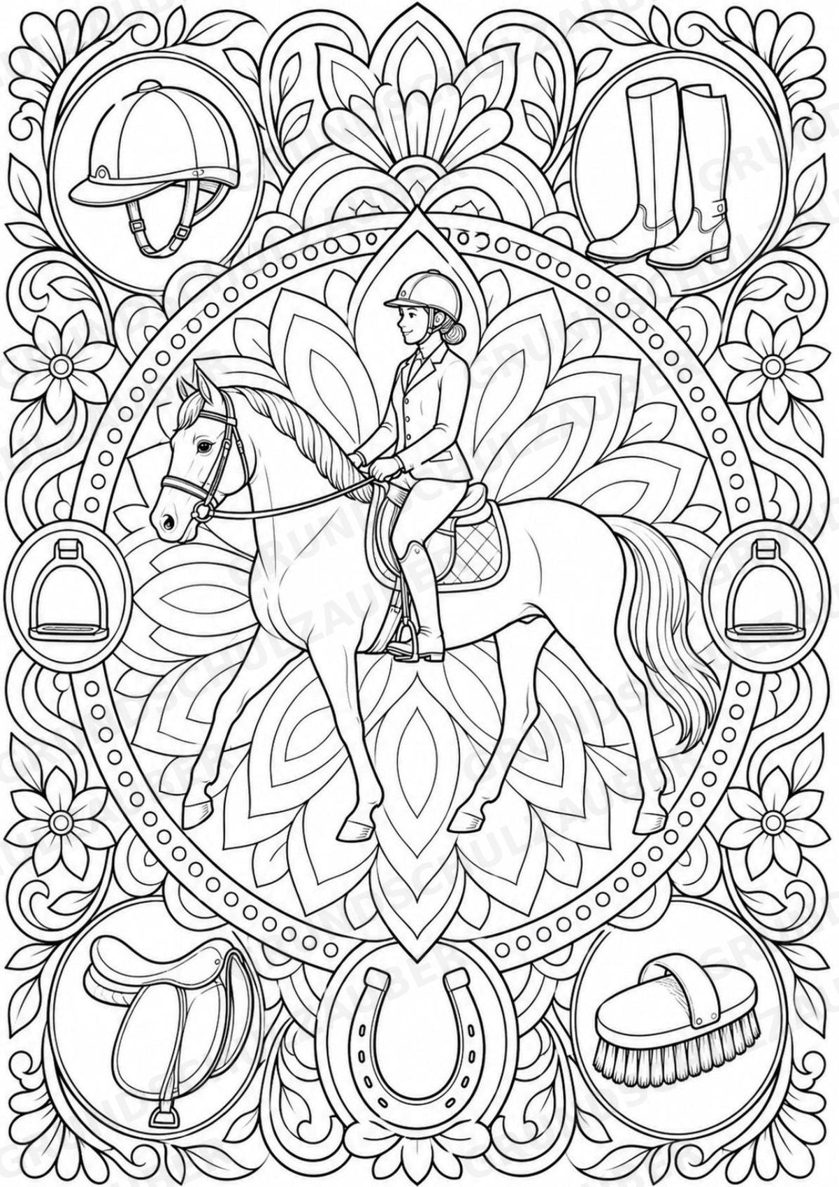 Reitsport Mandalas Ausmalbilder – Sport – 15 Malvorlagen – Materialseite 5
